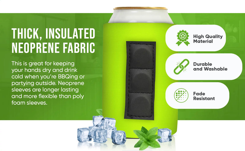 Magnetic Neoprene Can Cooler Sleeve 12 oz Regular Size 4mm Thick - 1 Unit - 3 magnets
