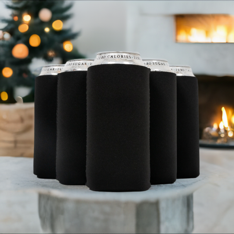 16 oz Black Can Cooler , Tallboy 4mm Thick Neoprene - 1, 6 Units