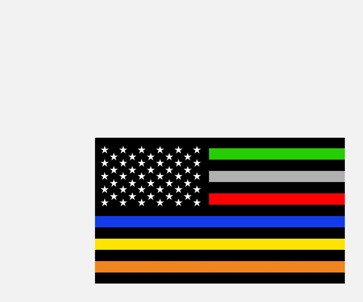 Black Flag with Thin Line Can Koozie Sleeve Blue, Red, Gray, Yellow, White Orange Line