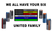 Police Can Cooler Sleeve Black Flag with Blue Line, Neoprene 12oz - QualityPerfection
