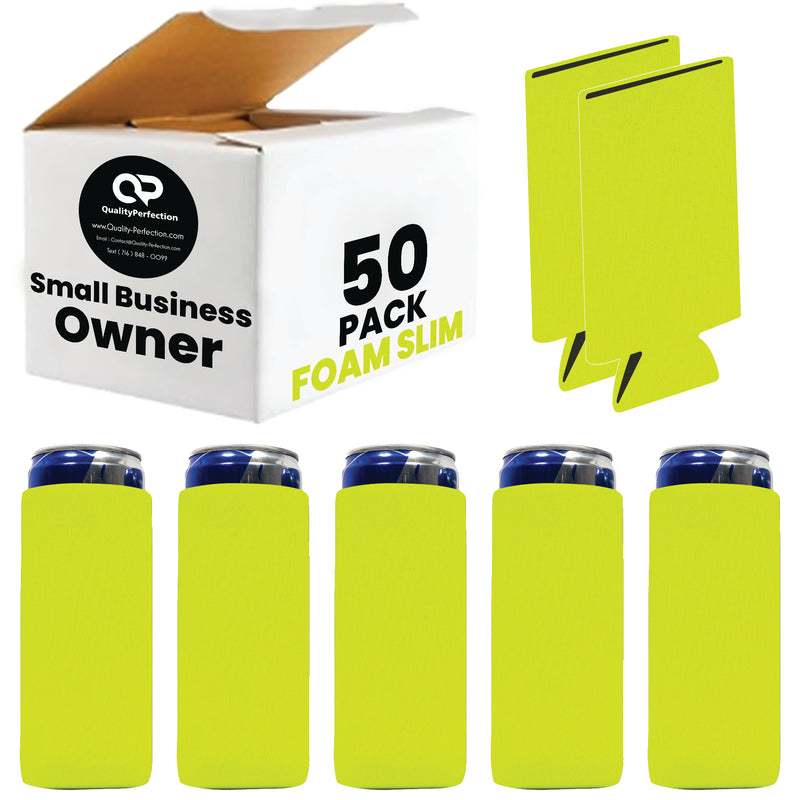 Slim Foam Can Koozie Sleeves 12 oz Blank Skinny Soft Sleeves - 50 Units
