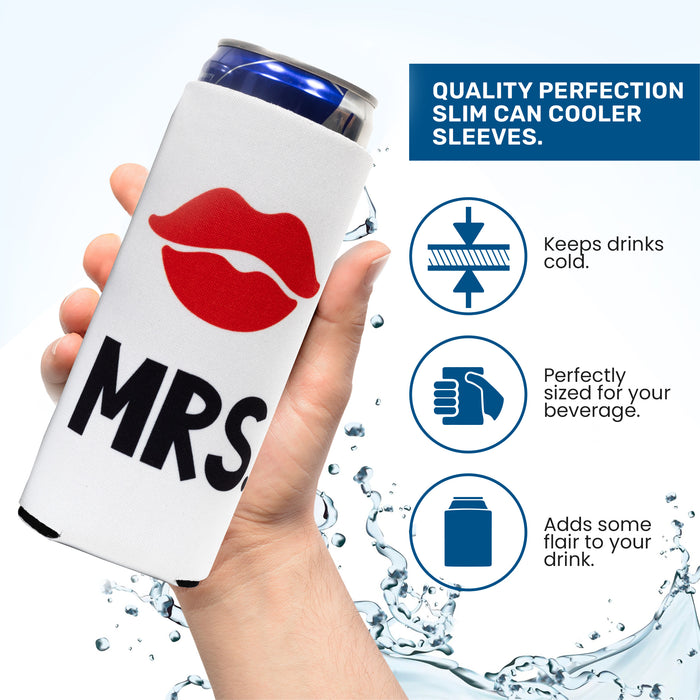 Mr & Mrs Slim Can Cooler Sleeves - Bulk 12 oz - Set of 2