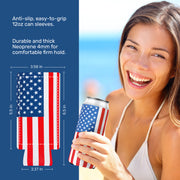 USA Flag Slim Can Cooler Sleeves ,Skinny 12 oz 4mm Neoprene - QualityPerfection