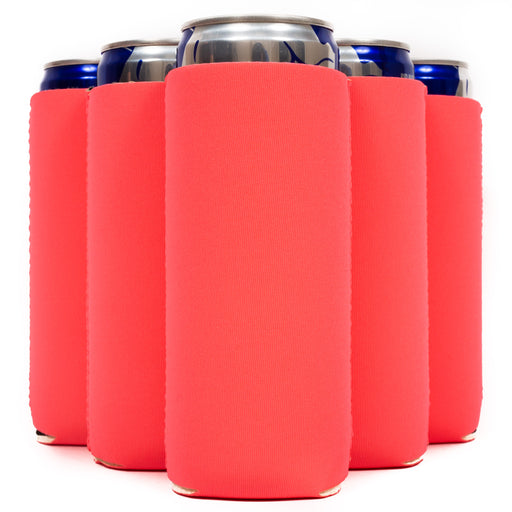 Slim Neon Pink Blank Neoprene Can Cooler Slim Skinny Coolie 12 oz - QualityPerfection