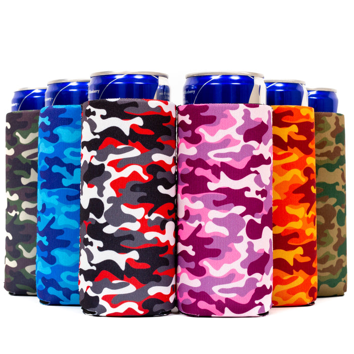 Slim Can Cooler Set of 6 Military Mix Sleeve ,Skinny Blank , Energy Sleeve - QualityPerfection