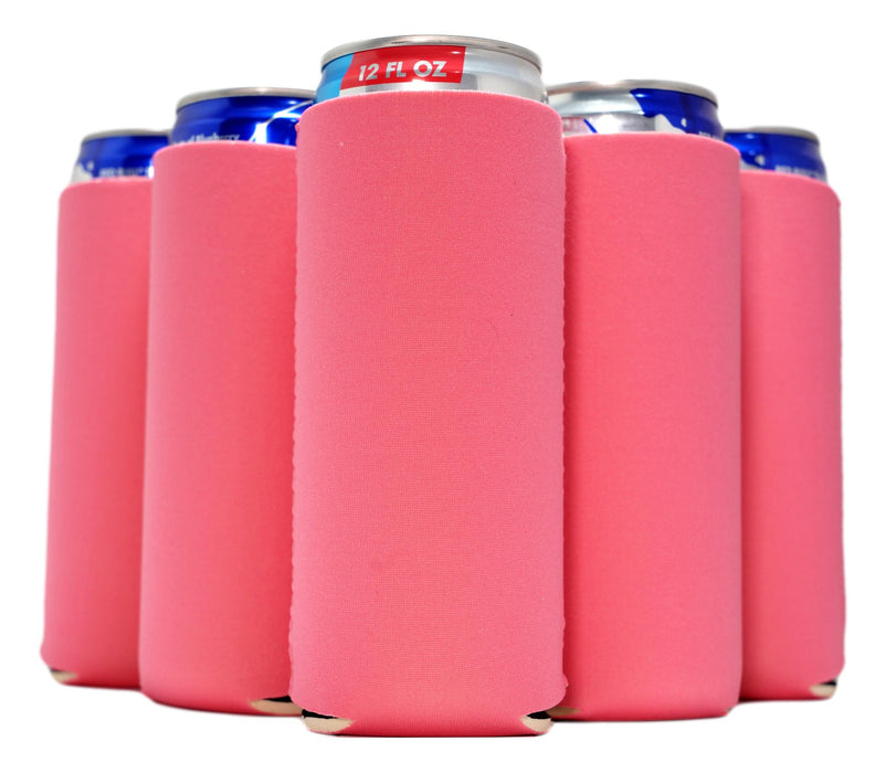 Slim Pink Blank Neoprene Can Cooler Slim Skinny Coolie 12 oz - QualityPerfection
