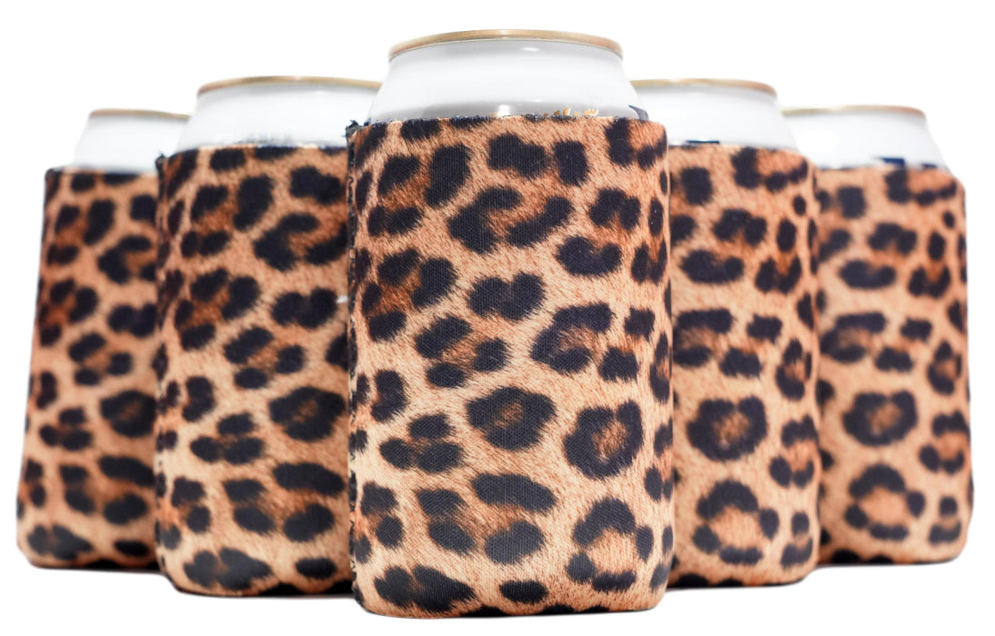 Neoprene Can Cooler Sleeves, Leopard Regular Size 12 oz - QualityPerfection