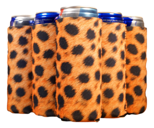Slim Can Cooler Cheetah Sleeves, Skinny Neoprene, 4mm Thickness - Clearance - QualityPerfection