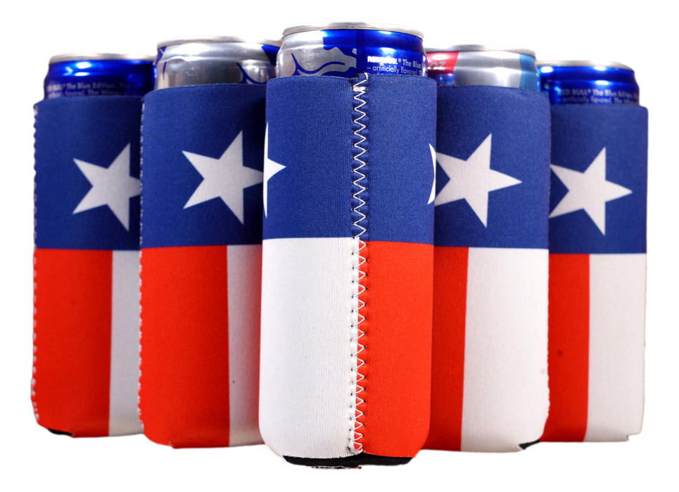 Slim Can Cooler Texas Sleeves, Skinny Neoprene 4mm Thickness Flag - QualityPerfection