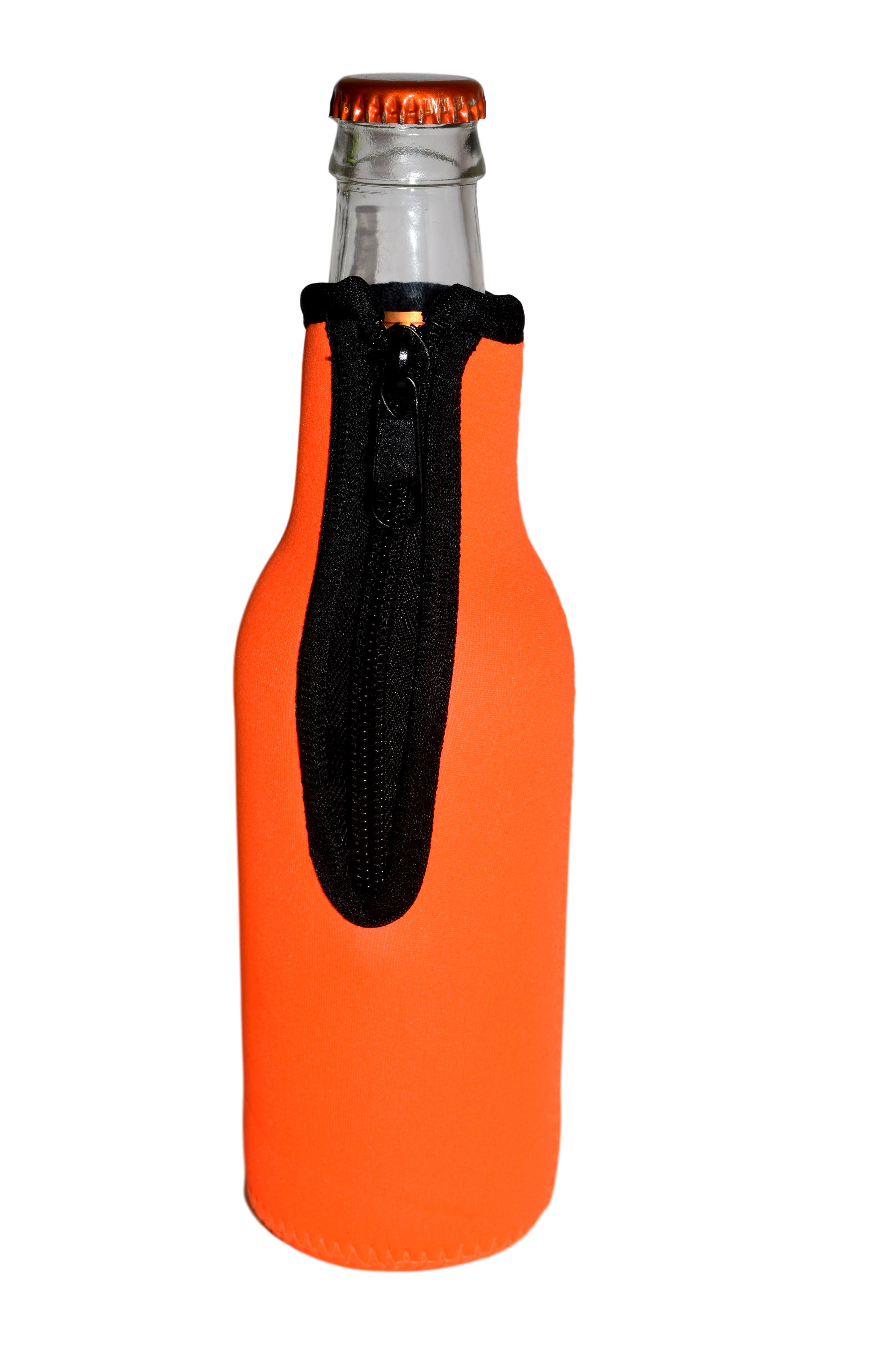Zipper Beer Bottle Koozie (Orange)