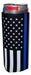 Slim Can Cooler Police Black Flag, Blue Line ,12oz Skinny Neoprene - 4mm Thickness - QualityPerfection