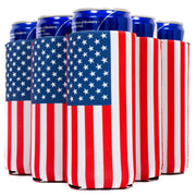 USA Flag Slim Can Cooler Sleeves ,Skinny 12 oz 4mm Neoprene - QualityPerfection