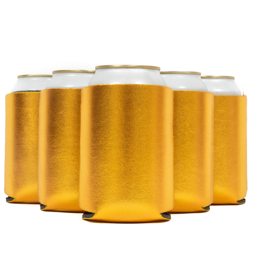 Metallic Gold Blank Neoprene Can Cooler Sleeve, 12oz Regular Size 4mm Thickness - QualityPerfection