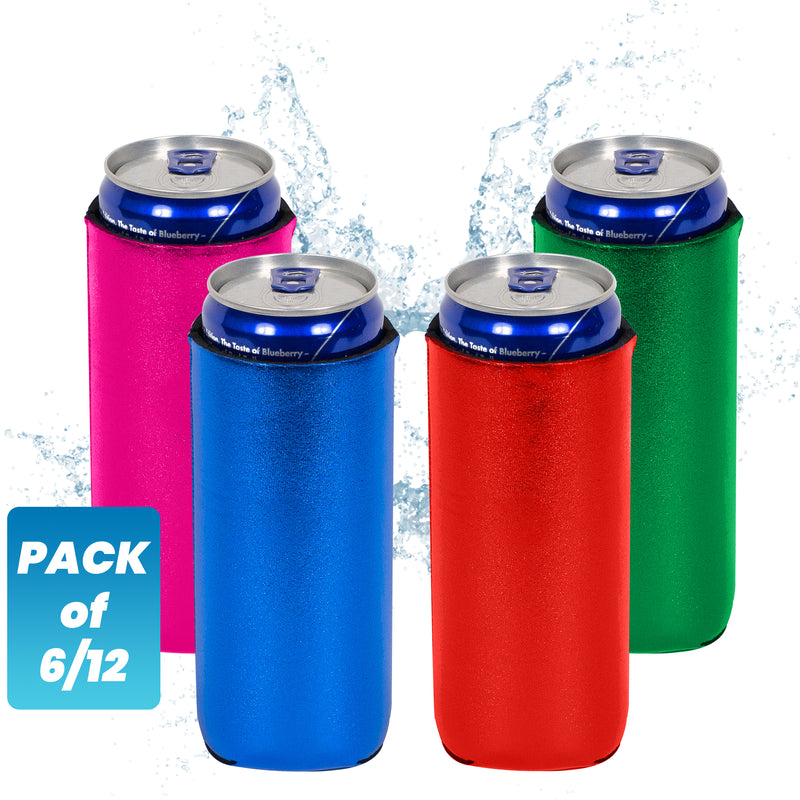 Slim Metallic Royal Blue Blank Neoprene Can Cooler Slim Skinny Coolie - QualityPerfection