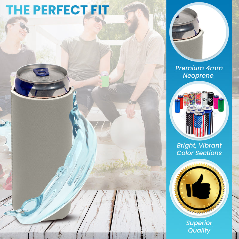 Slim Can Cooler Set of 6 Multi Color Sleeves, Skinny 12oz Slim - QualityPerfection