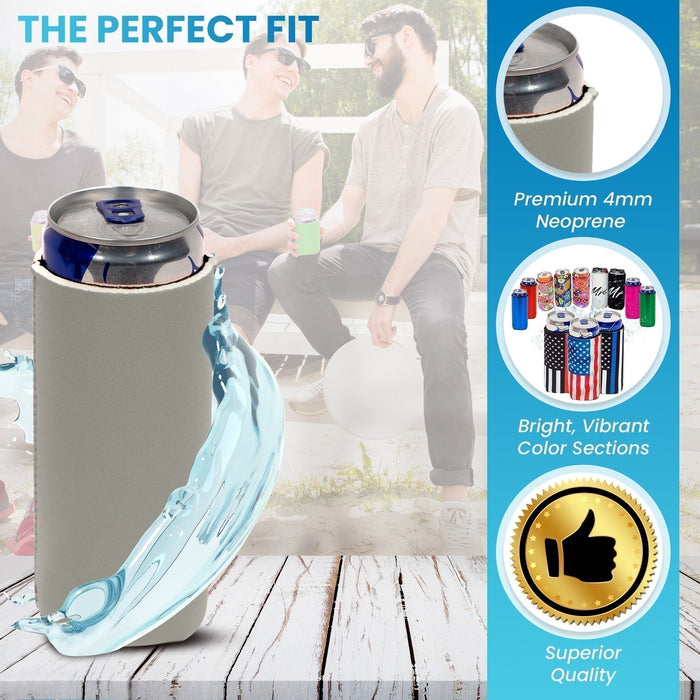 Slim Navy Blue Blank Neoprene Can Cooler Slim Skinny Coolie 12 oz - QualityPerfection