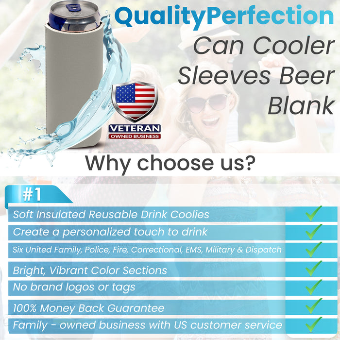 Slim Can Cooler Set of 6 Multi Color Sleeves, Skinny 12oz Slim - QualityPerfection