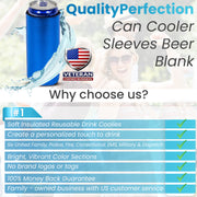 Slim Metallic Royal Blue Blank Neoprene Can Cooler Slim Skinny Coolie - QualityPerfection
