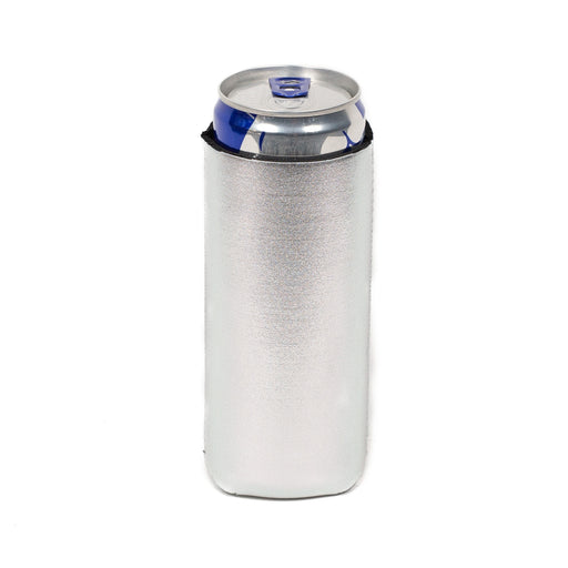 Slim Metallic Silver Blank Neoprene Can Cooler Slim Skinny Coolie - QualityPerfection
