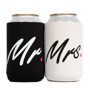 Mr. & Mrs. Can Coolers Neoprene for Wedding 12oz Set Of 2 Both Sides - QualityPerfection