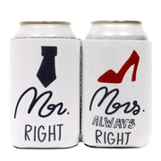 Mr. & Mrs. Can Coolers Neoprene for Wedding 12oz Set Of 2 Both Sides - QualityPerfection