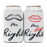 Mr. & Mrs. Can Coolers Neoprene for Wedding 12oz Set Of 2 Both Sides - QualityPerfection
