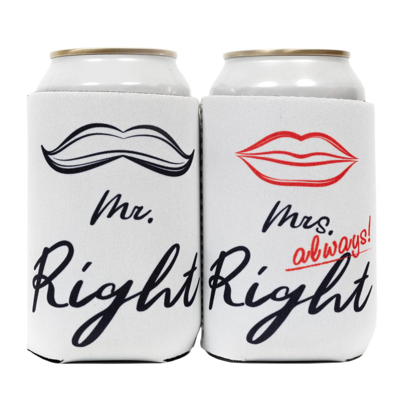 Mr. & Mrs. Can Coolers Neoprene for Wedding 12oz Set Of 2 Both Sides - QualityPerfection