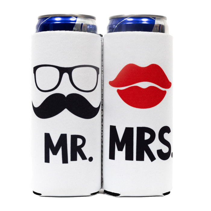 Mr & Mrs Slim Can Cooler Sleeves - Bulk 12 oz - Set of 2