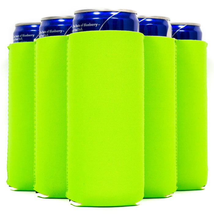 Slim Neon Green Blank Neoprene Can Cooler Slim Skinny Coolie 12 oz - QualityPerfection