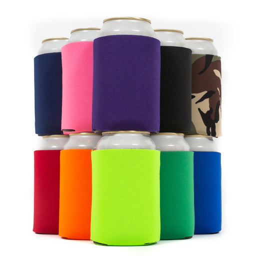 Assorted Can Cooler Sleeves, 10 Colors Mix, Bulk, Foam Insulated - QualityPerfection