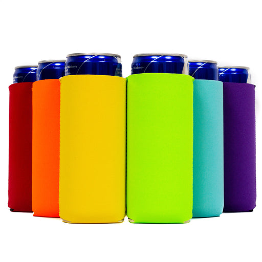 Slim Can Cooler Set of 6 Multi Color Sleeves, Skinny 12oz Slim - QualityPerfection