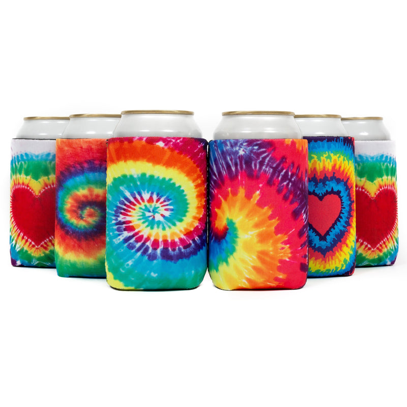 Tie Dye Mix Neoprene Can Cooler Sleeve 12 oz Regular, Set of 12 - QualityPerfection