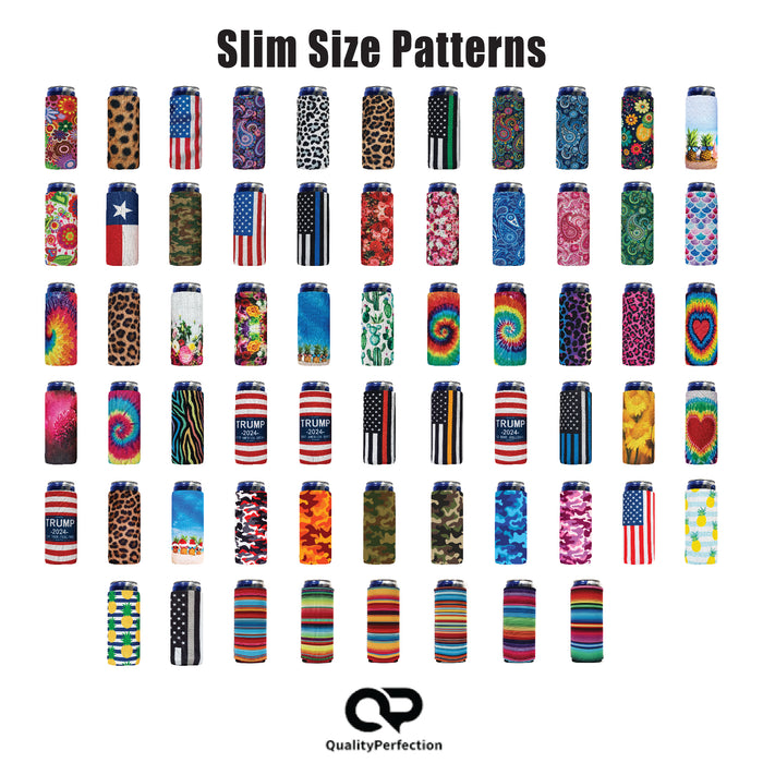 Slim Can Cooler Sleeves, Neoprene 4mm Pattern - 1 Unit
