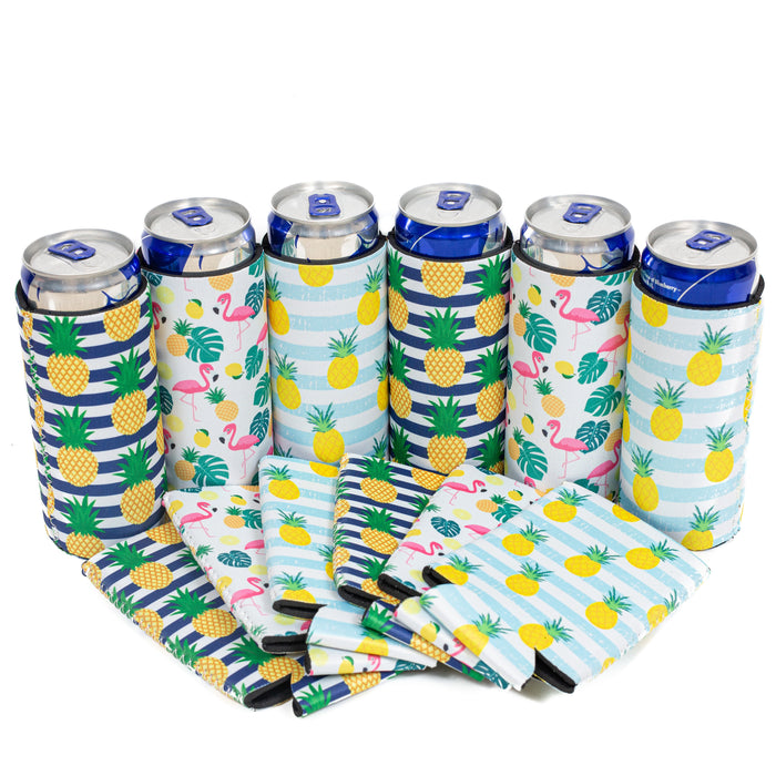 Slim Can Cooler 6 Summer Sleeves, Blank Neoprene Sleeves Compatible with 12 oz - QualityPerfection