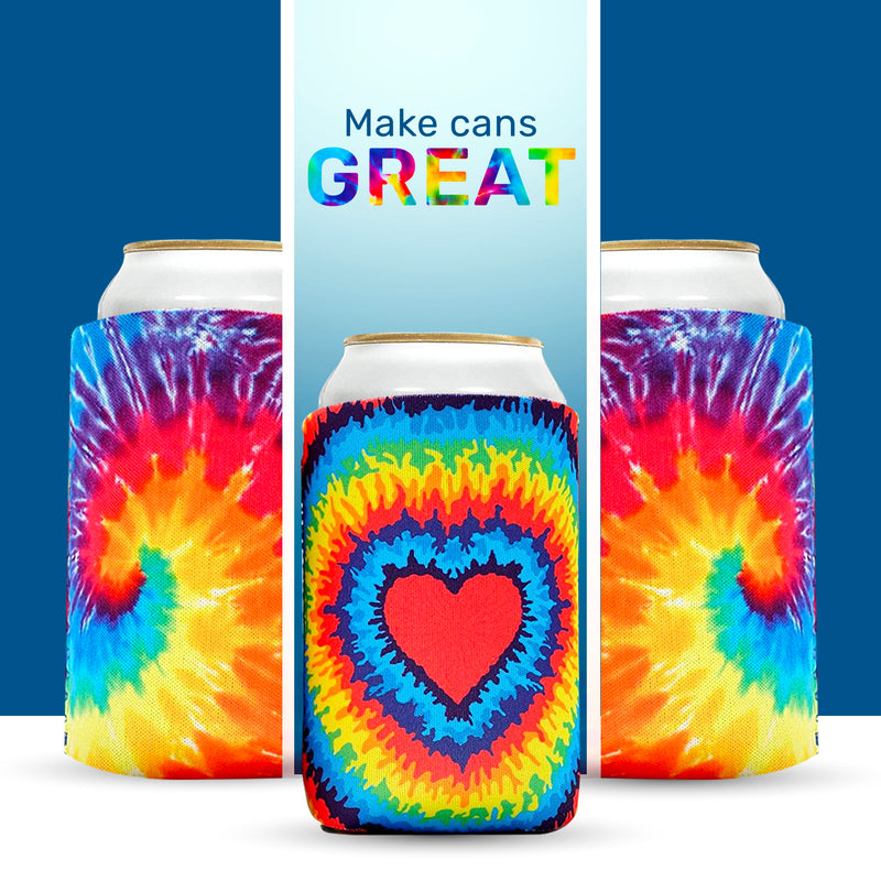 Tie Dye Mix Neoprene Can Cooler Sleeve 12 oz Regular, Set of 6