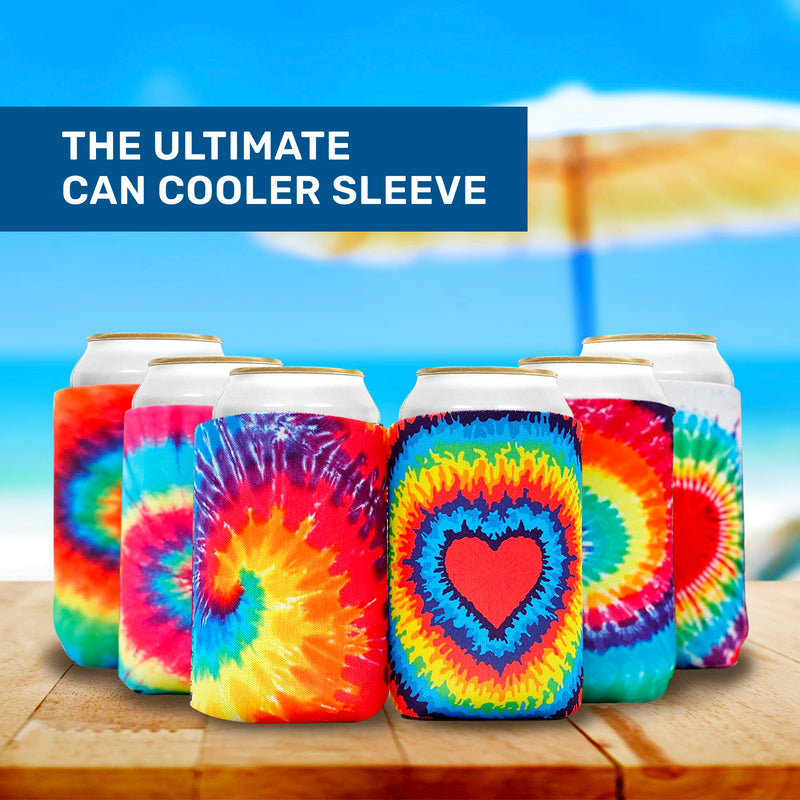 Tie Dye Mix Neoprene Can Cooler Sleeve 12 oz Regular, Set of 6
